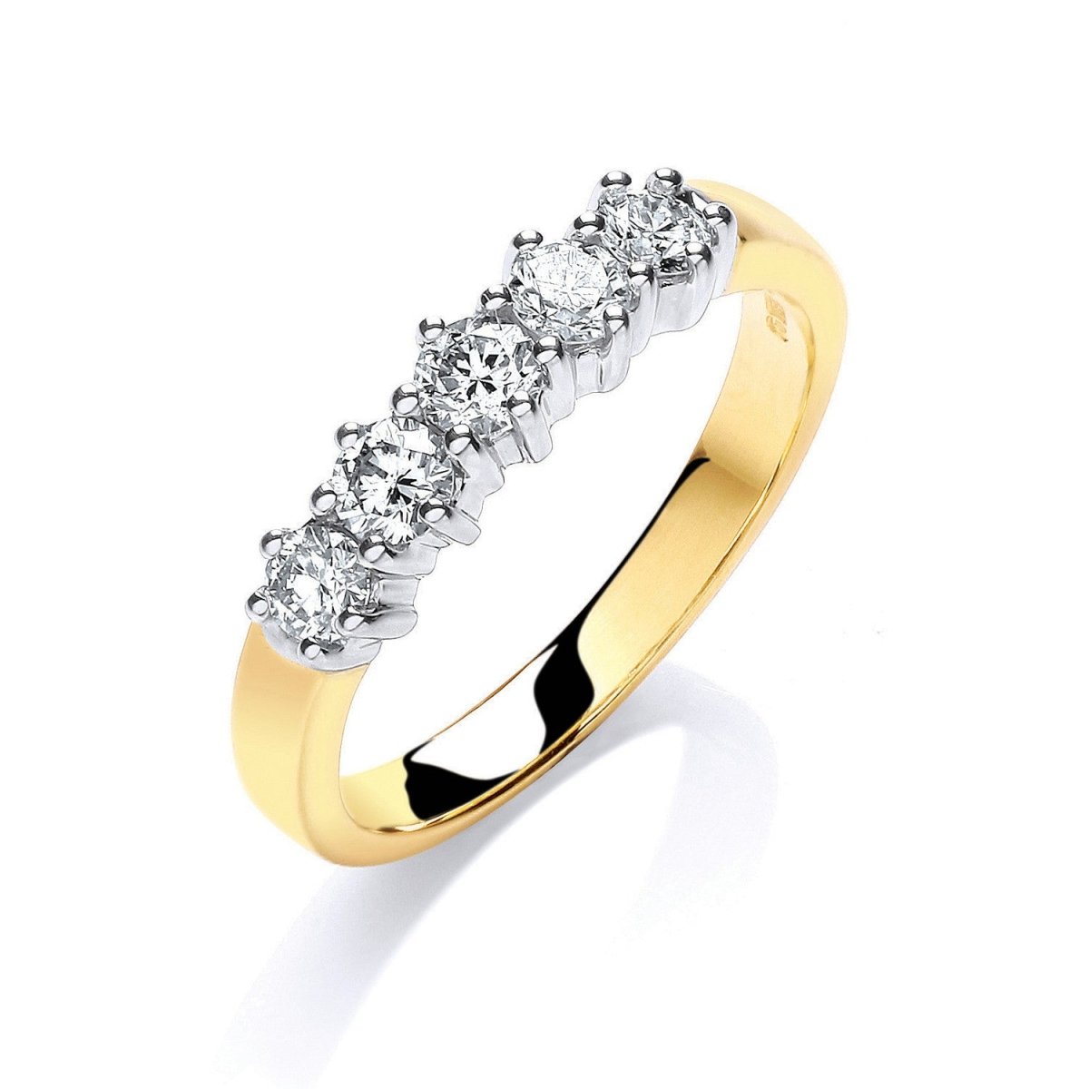 9ct Yellow Gold 0.50ct 5 - Stone Diamond Eternity Wedding Ring - Samuel Perry