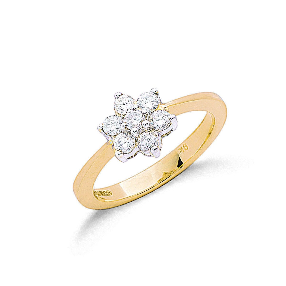 9ct Yellow Gold 0.50ct Diamond Flower Cluster Ring - Samuel Perry