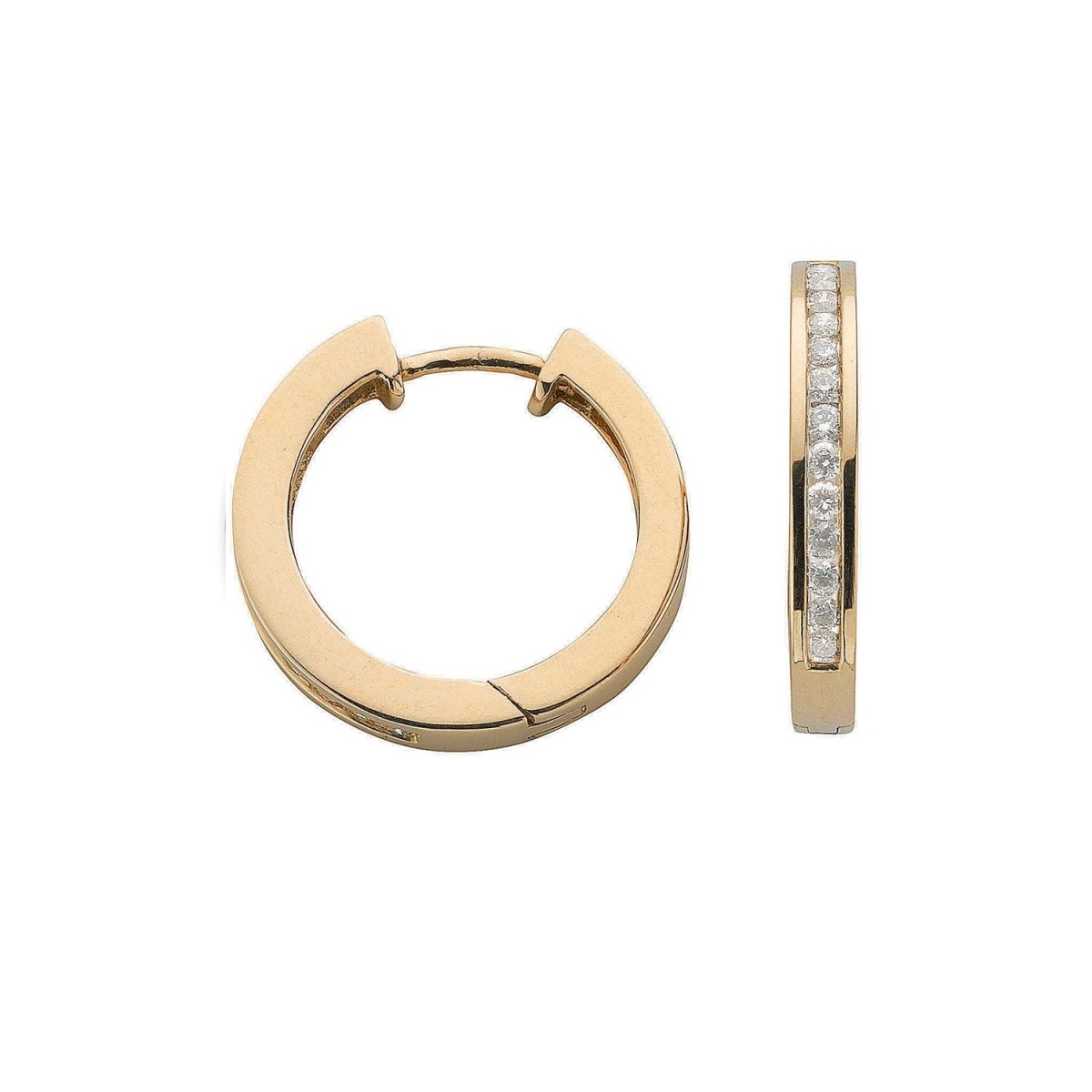 9ct Yellow Gold 0.50ct Diamond Hoop Earrings - Samuel Perry