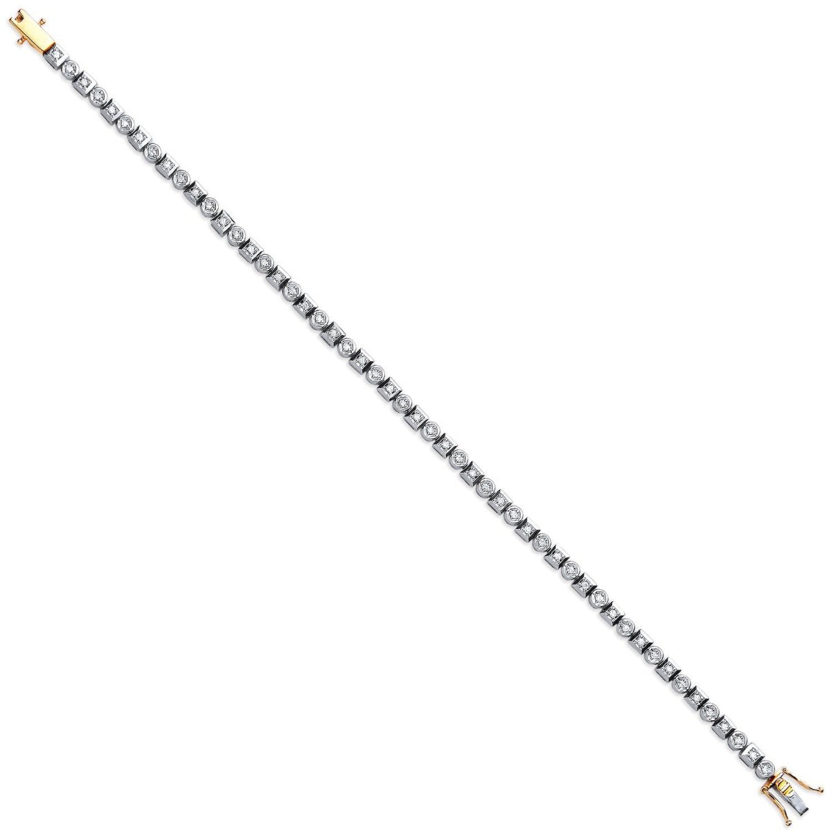 9ct Yellow Gold 0.50ct Diamond Rubover Tennis Bracelet - Samuel Perry