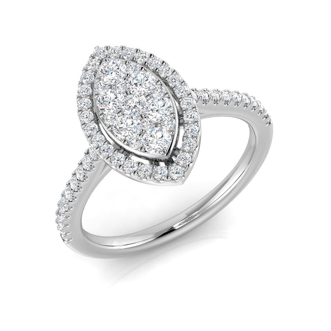 9ct Yellow Gold 0.51ct Lab Grown Diamond Marquise Cluster Engagement Ring - Samuel Perry