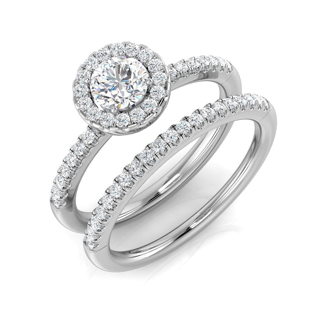 9ct Yellow Gold 0.58ct Lab Grown Diamond Halo Bridal Set - Samuel Perry