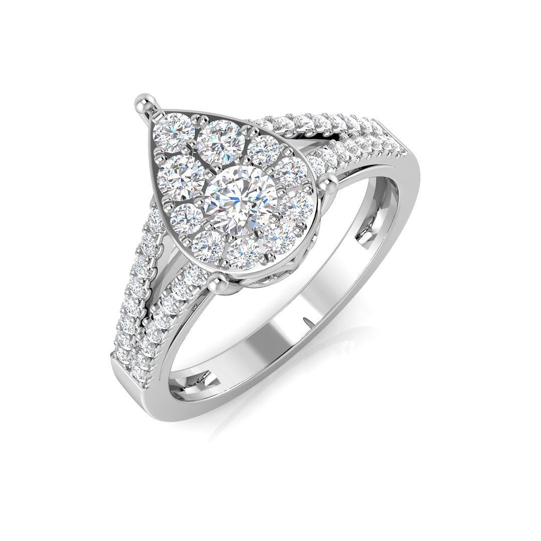 9ct Yellow Gold 0.60ct Lab Grown Diamond Pear Cluster Engagement Ring - Samuel Perry