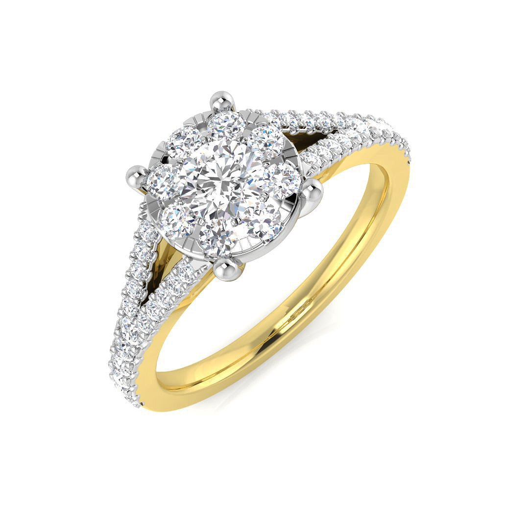 9ct Yellow Gold 0.69ct Lab Grown Diamond Cluster Engagement Ring - Samuel Perry