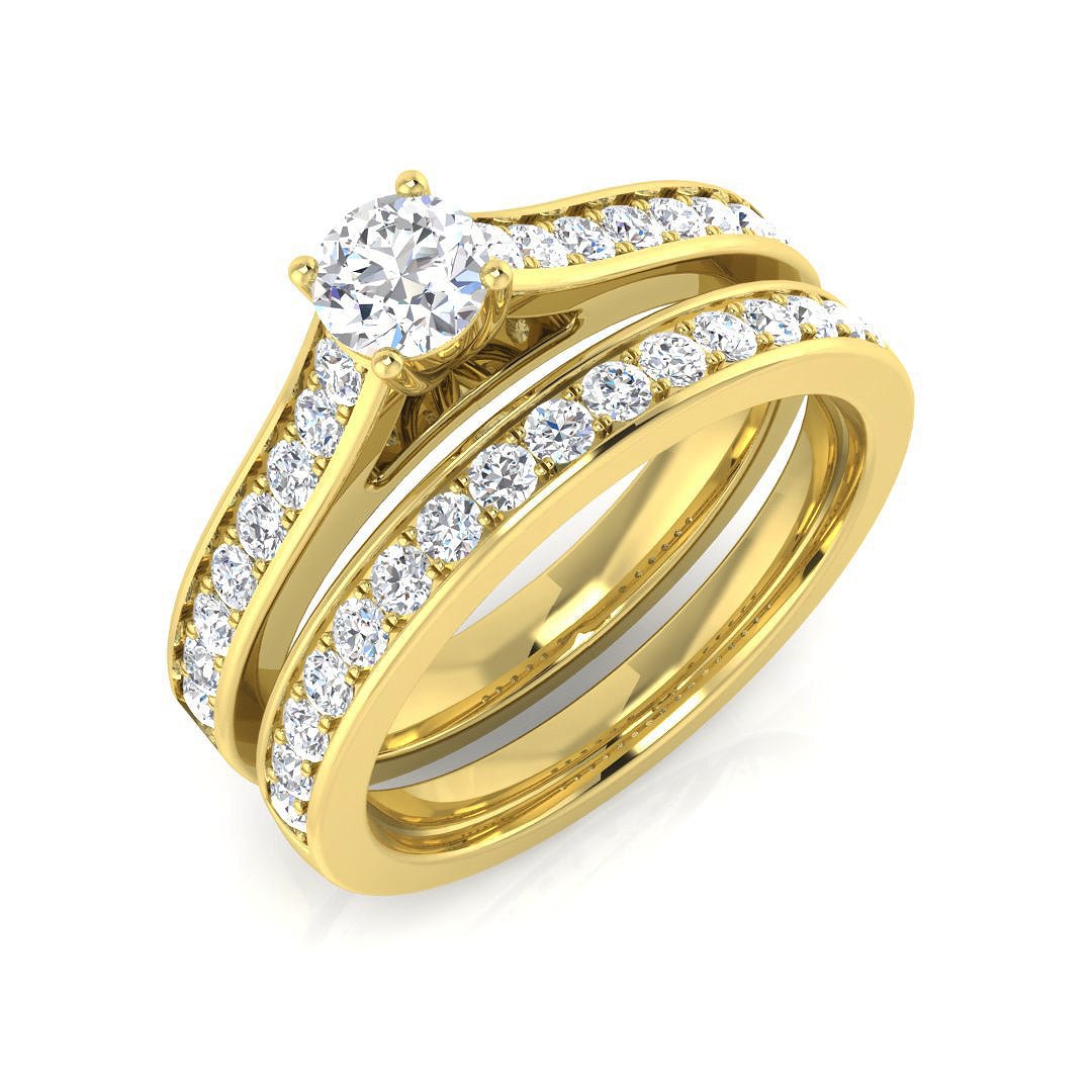 9ct Yellow Gold 0.90ct Lab Grown Diamond Solitaire Bridal Set - Samuel Perry
