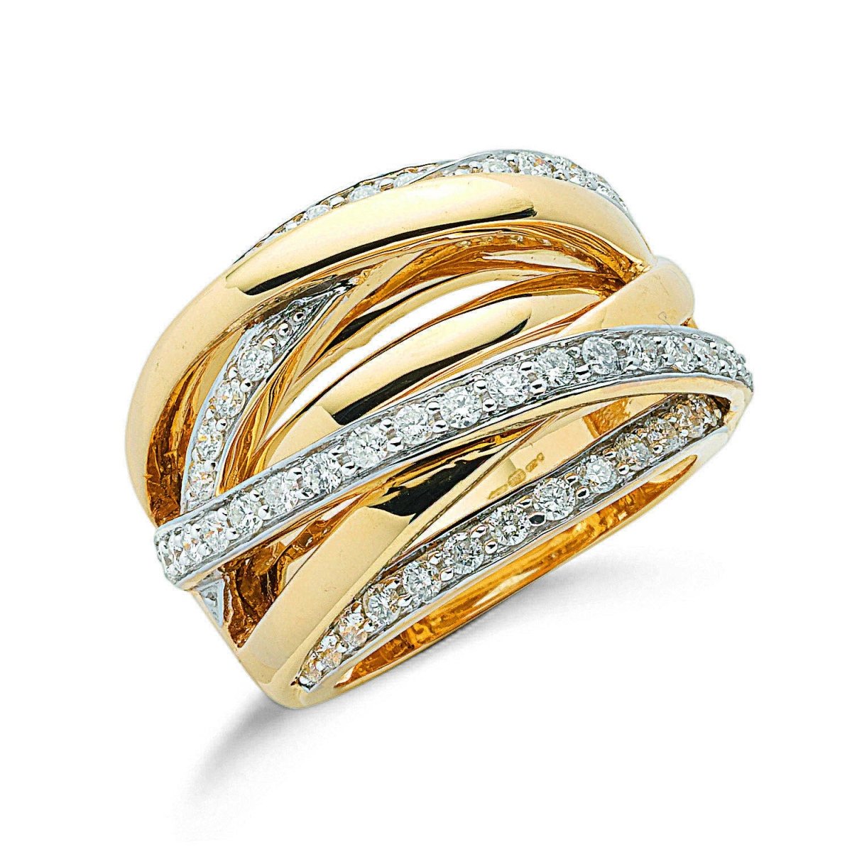 9ct Yellow Gold 1.00ct Diamond Crossover Ring - Samuel Perry