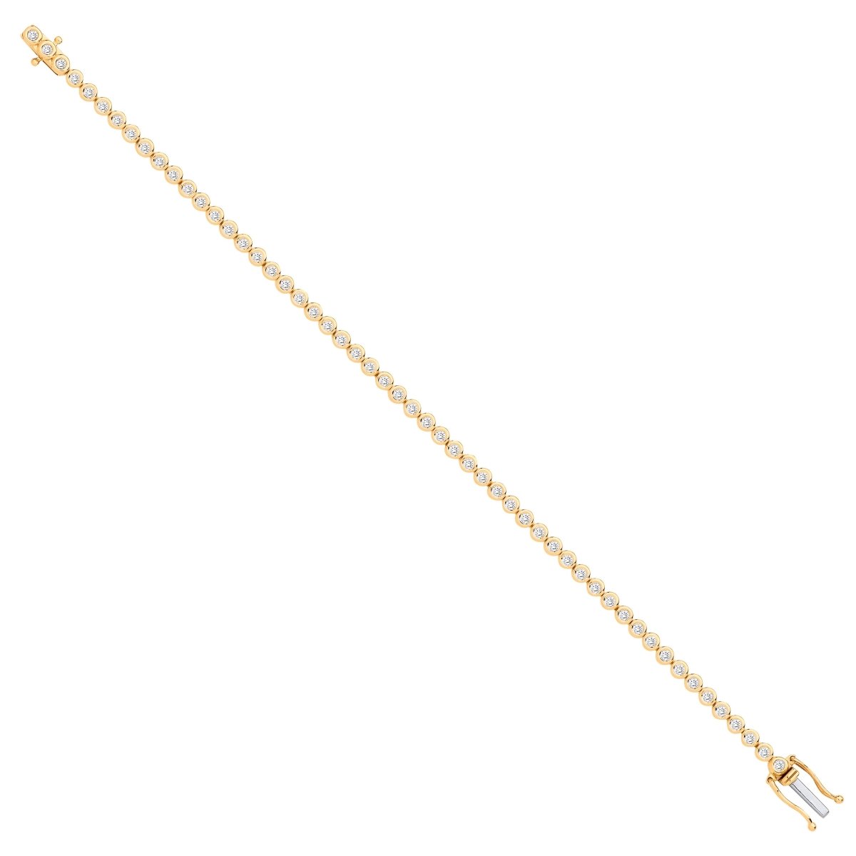 9ct Yellow Gold 1.00ct Diamond Rubover Tennis Bracelet - Samuel Perry