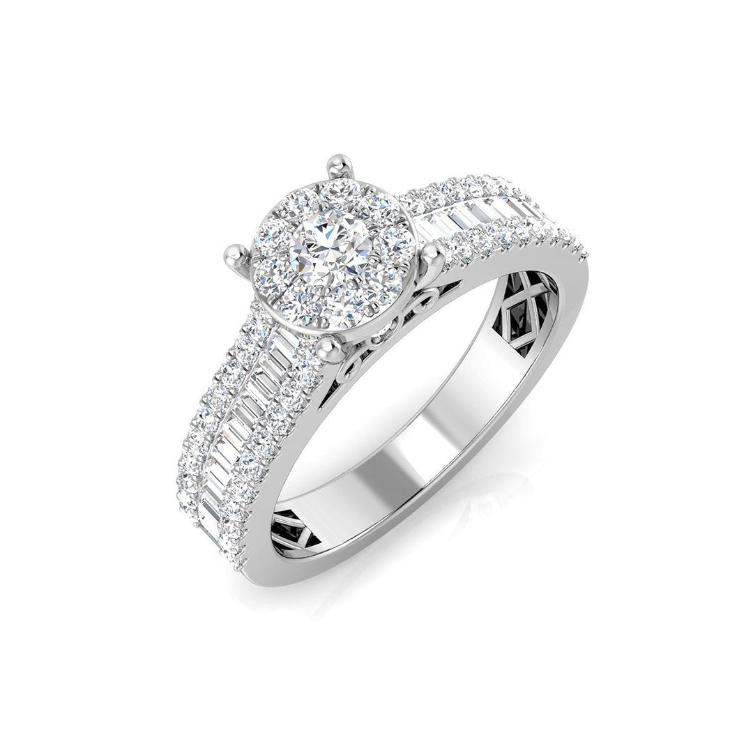 9ct Yellow Gold 1.00ct Lab Grown Diamond Baguette Cluster Engagement Ring - Samuel Perry