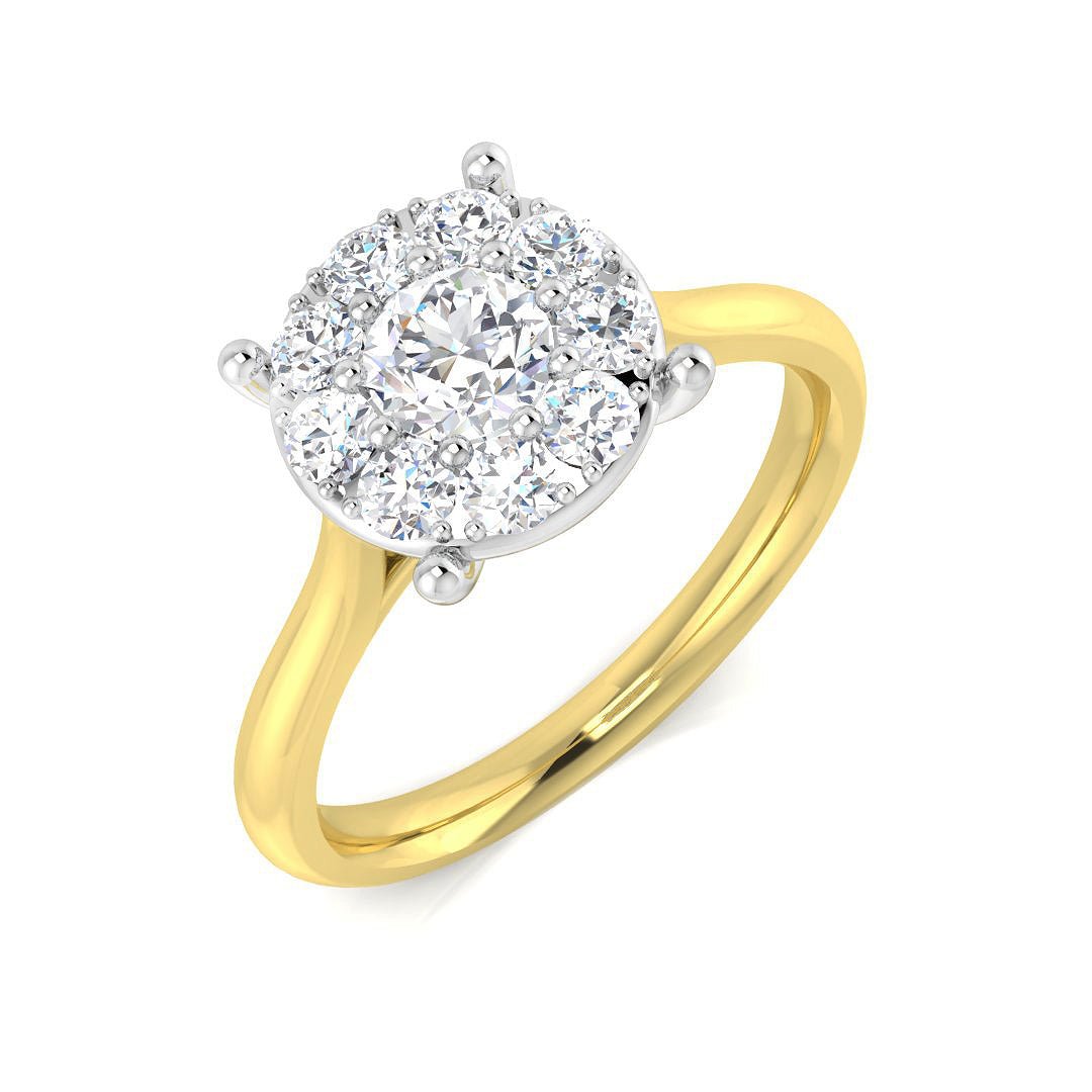 9ct Yellow Gold 1.03ct Lab Grown Diamond Cluster Engagement Ring - Samuel Perry