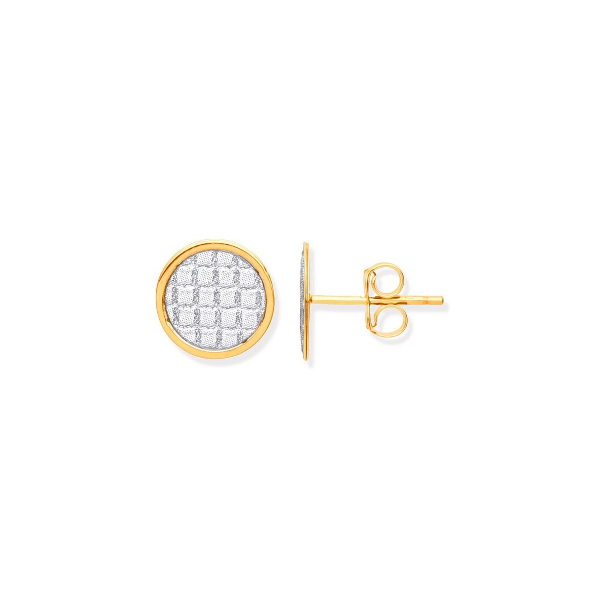 9ct Yellow Gold 10mm Moondust Stone Illusion Stud Earrings - Samuel Perry