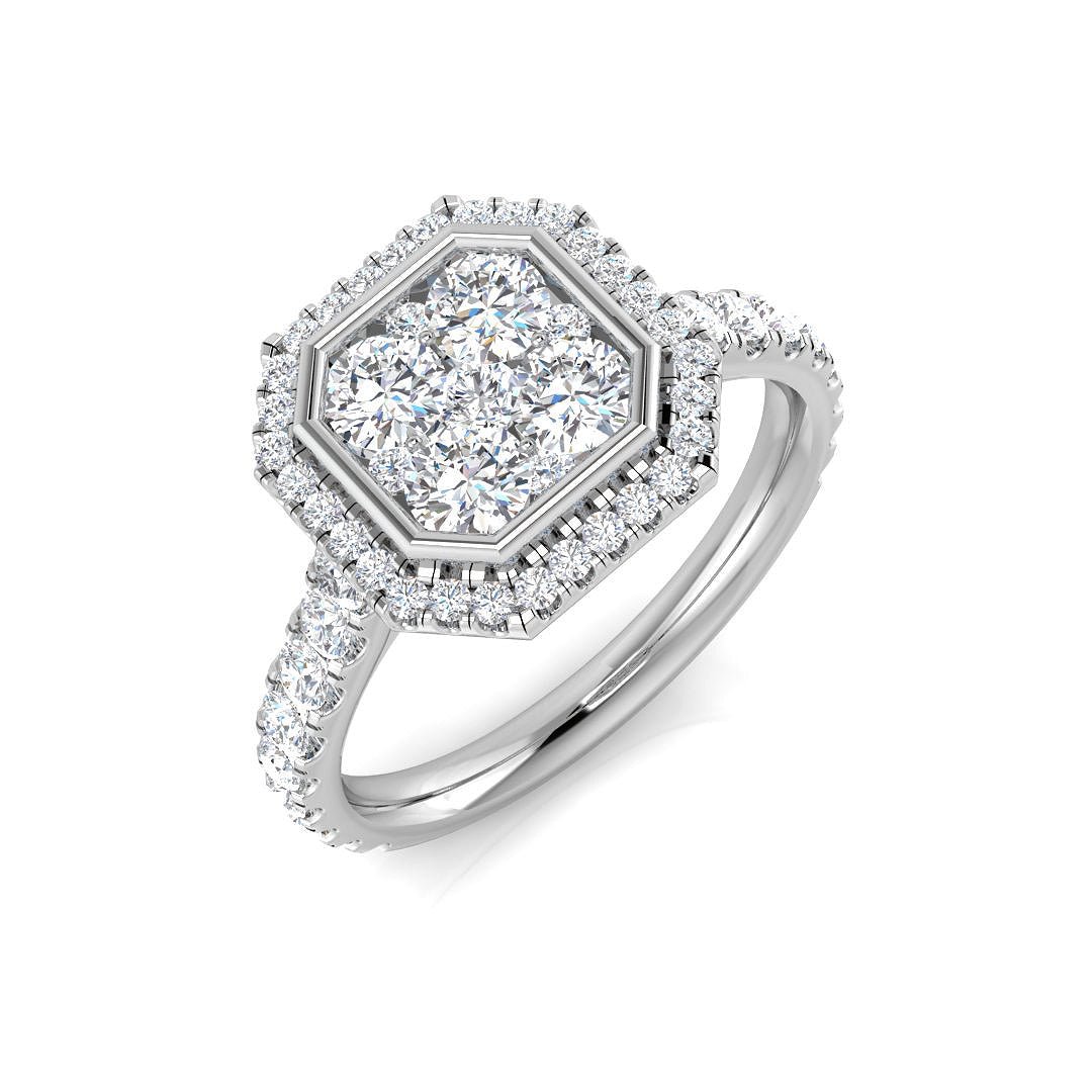 9ct Yellow Gold 1.19ct Lab Grown Diamond Octagonal Cluster Engagement Ring - Samuel Perry