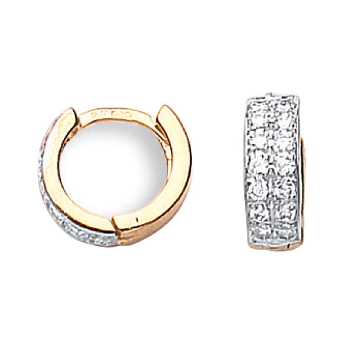 9ct Yellow Gold 12mm CZ Huggie Earrings - Samuel Perry