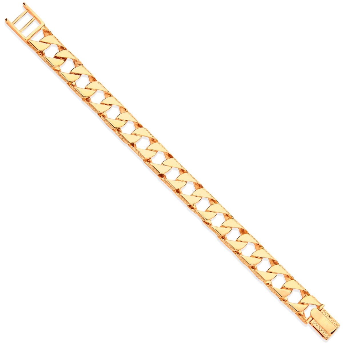 9ct Yellow Gold 12mm Grain Edge Bracelet - Samuel Perry
