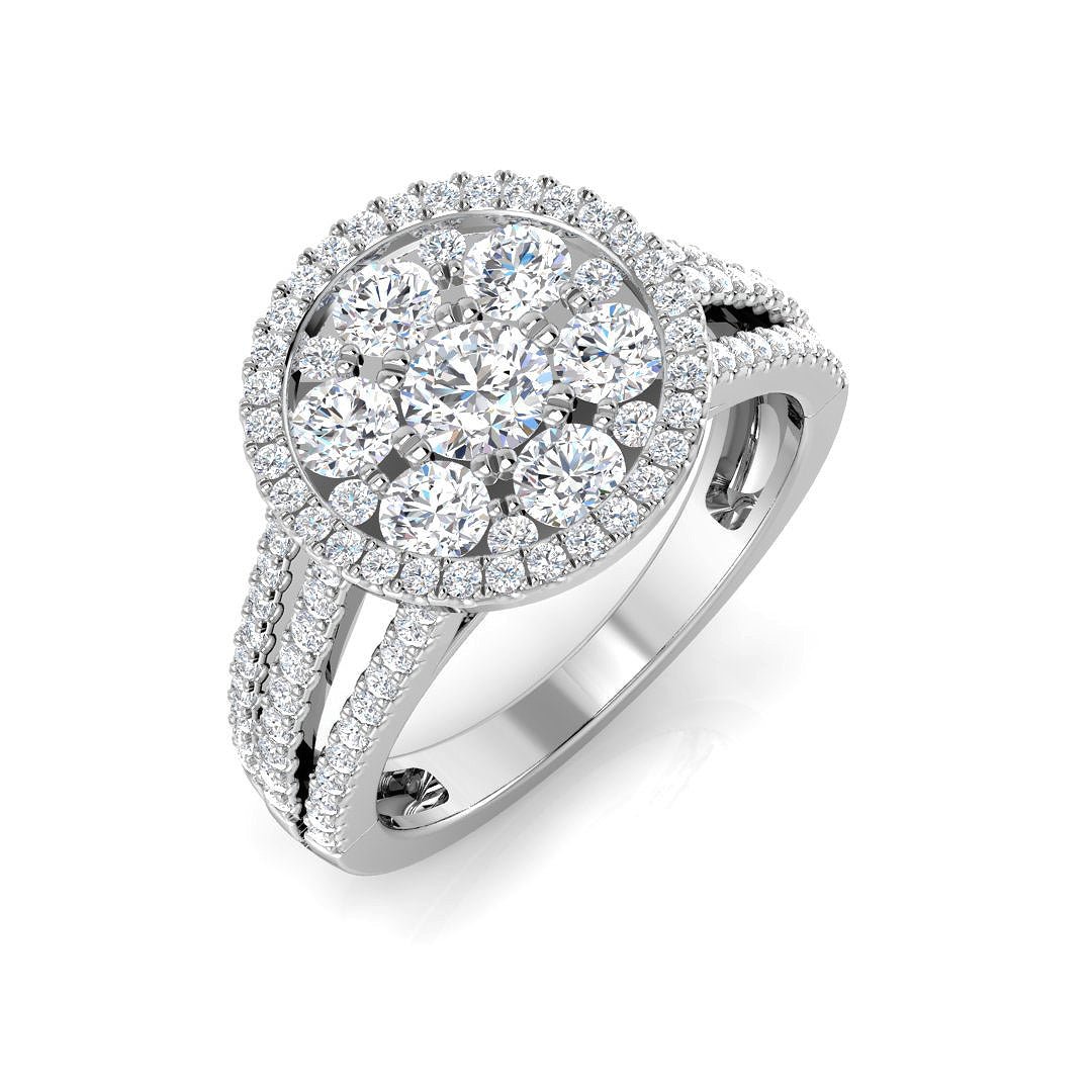 9ct Yellow Gold 1.35ct Lab Grown Diamond Cluster Engagement Ring - Samuel Perry