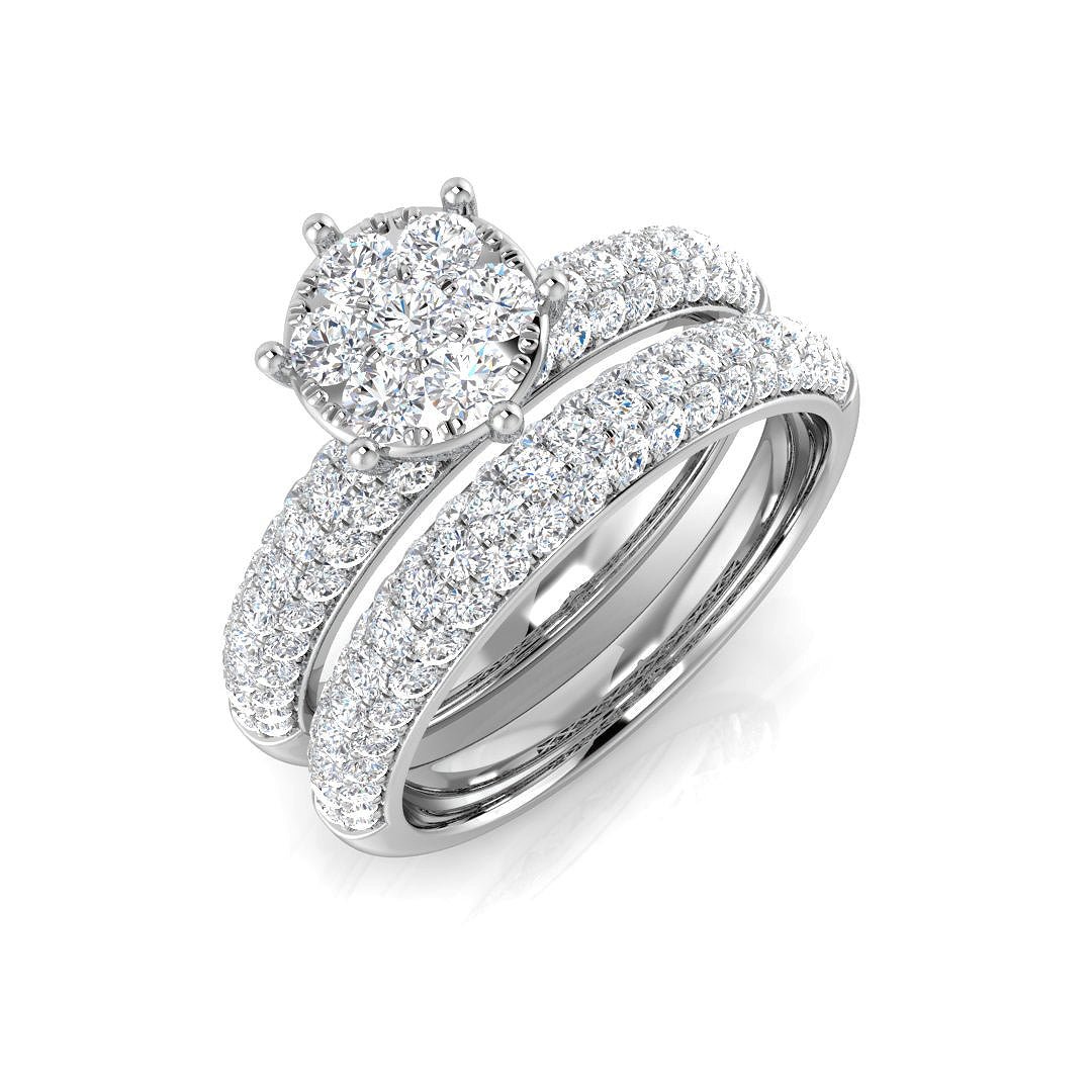 9ct Yellow Gold 1.36ct Lab Grown Diamond Cluster Solitaire Bridal Set - Samuel Perry