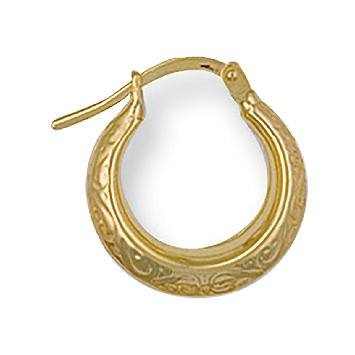 9ct Yellow Gold 14mm Patterned Hoop Earrings - Samuel Perry