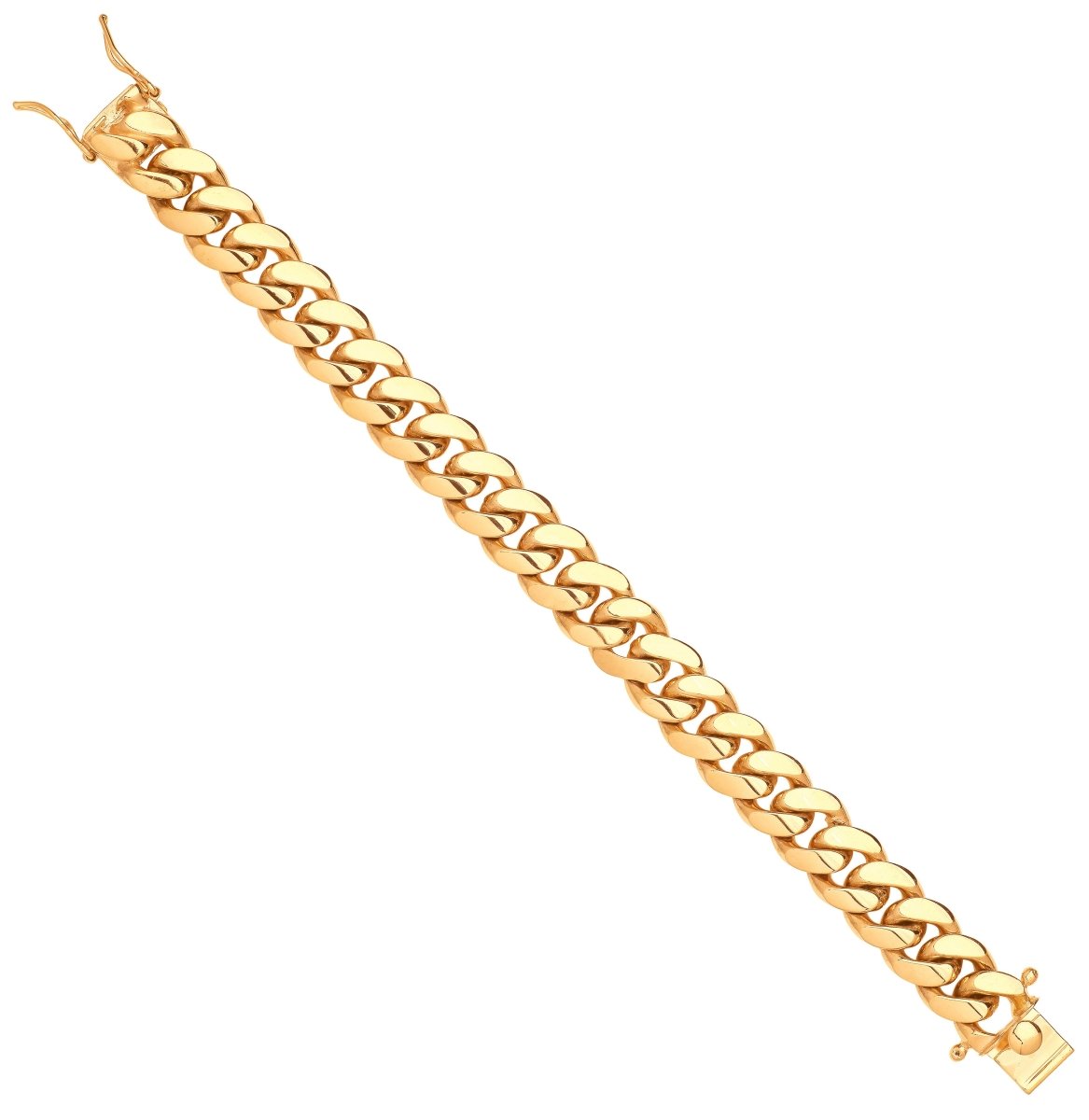 9ct Yellow Gold 14mm Solid Cuban Link Gents Bracelet - Samuel Perry