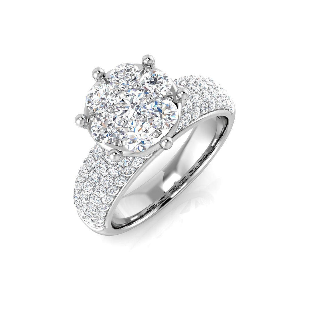 9ct Yellow Gold 1.56ct Lab Grown Diamond Pave Cluster Engagement Ring - Samuel Perry