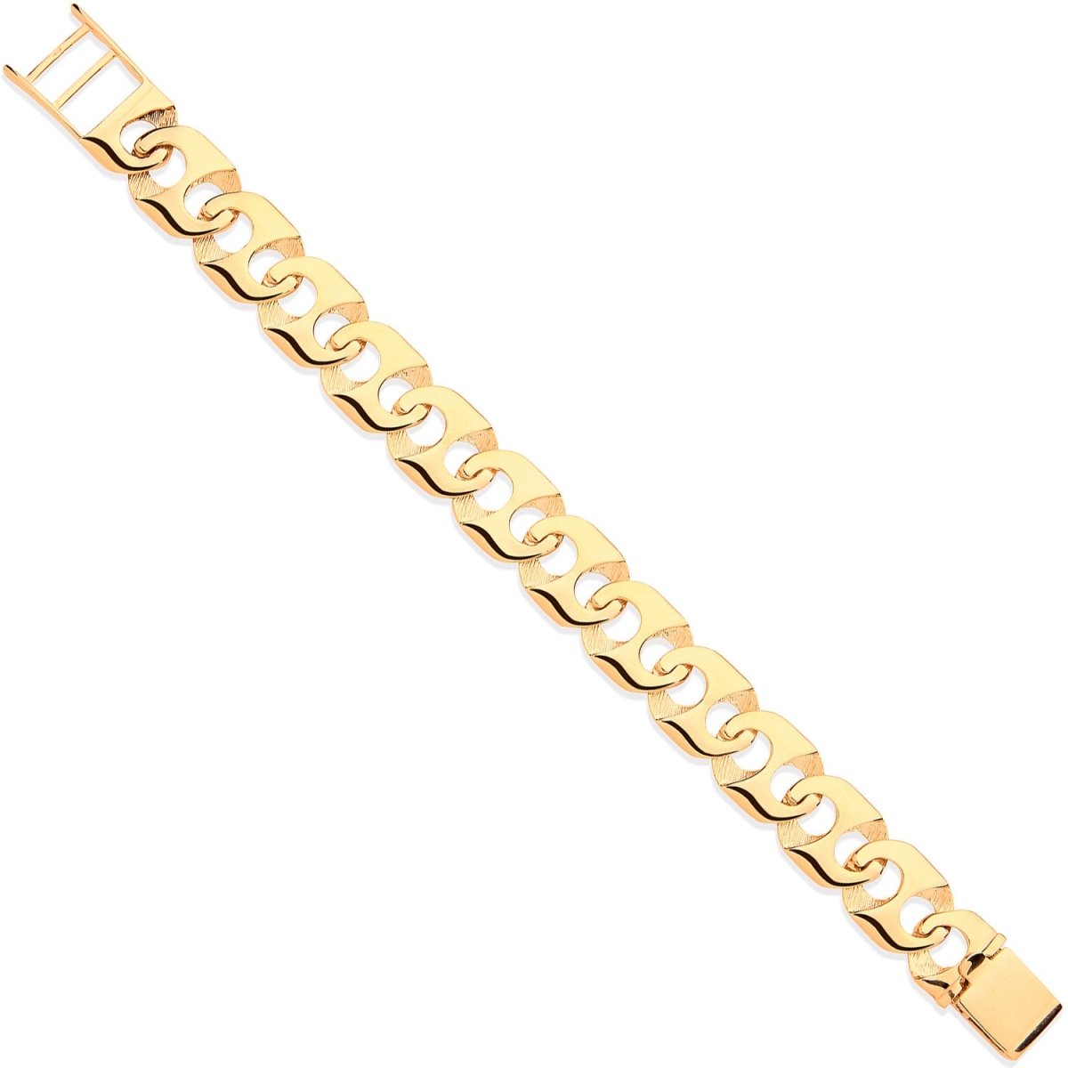 9ct Yellow Gold 16mm Anchor Link Bracelet - Samuel Perry