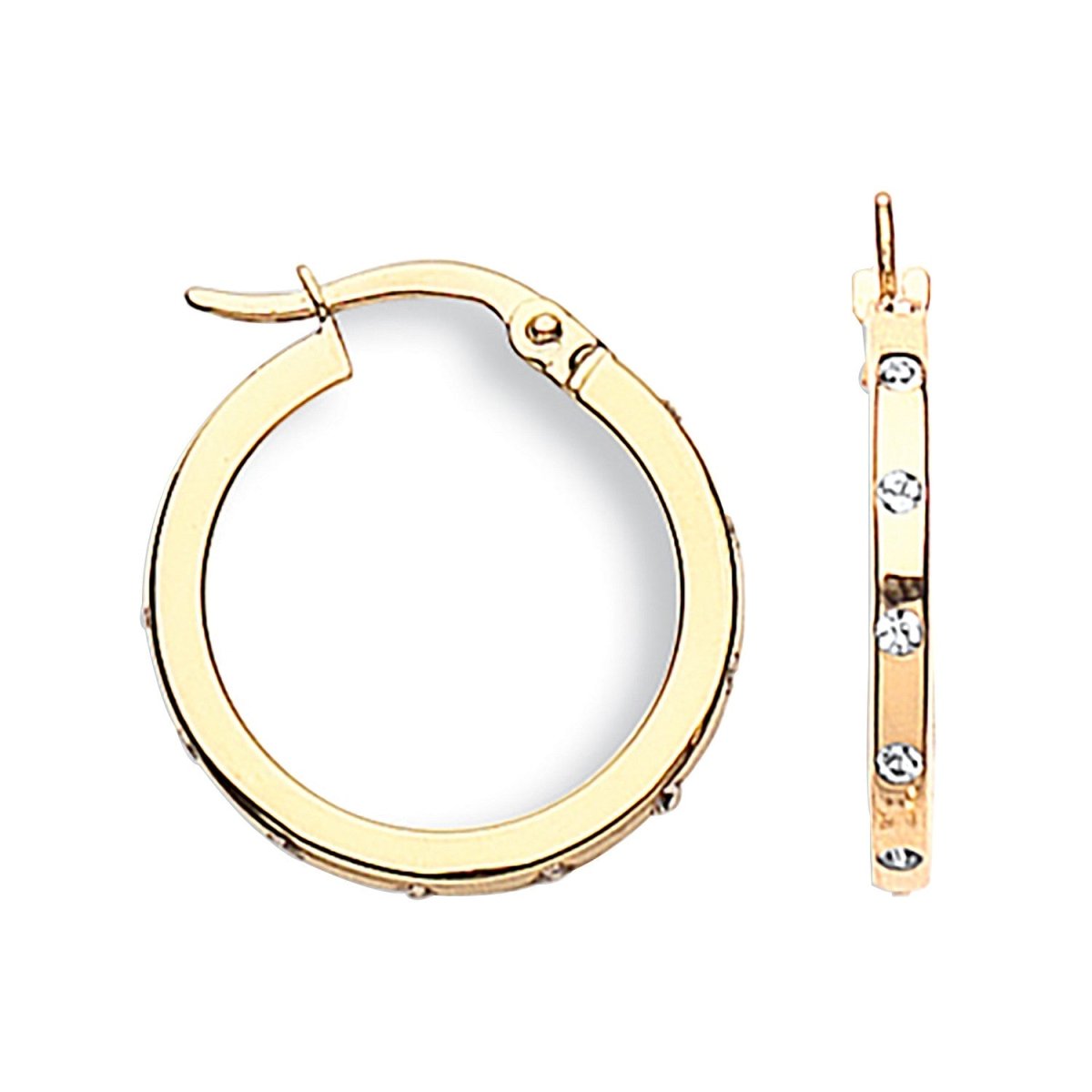 9ct Yellow Gold 20mm CZ Hoop Earrings - Samuel Perry