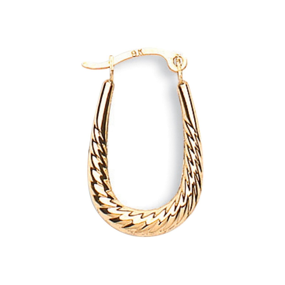 9ct Yellow Gold 21mm Oval Hoop Earrings - Samuel Perry