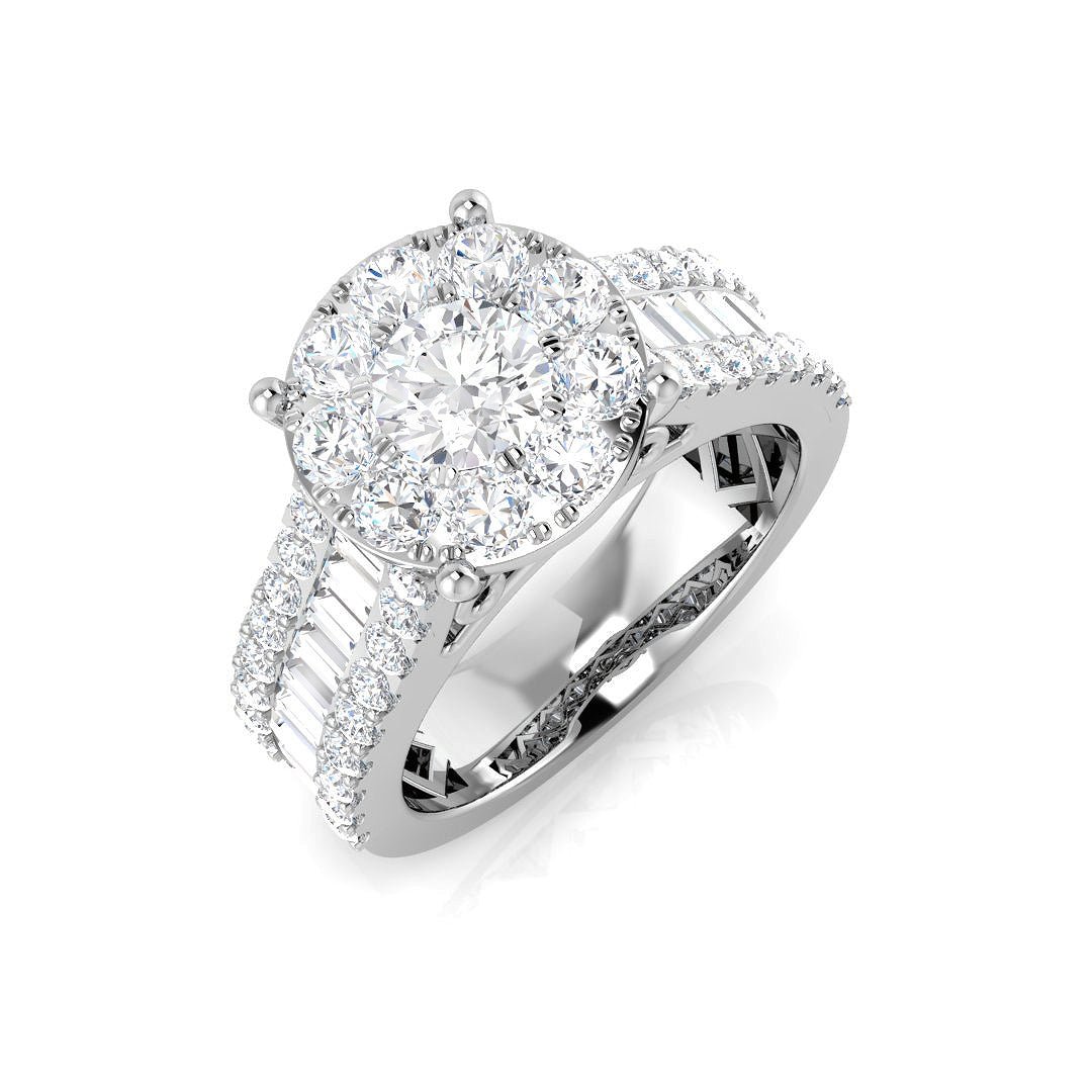 9ct Yellow Gold 2.32ct Lab Grown Diamond Baguette Cluster Engagement Ring - Samuel Perry