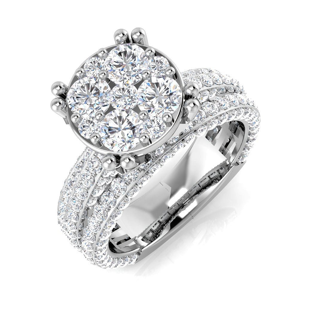 9ct Yellow Gold 2.67ct Lab Grown Diamond Cluster Solitaire Bridal Set - Samuel Perry