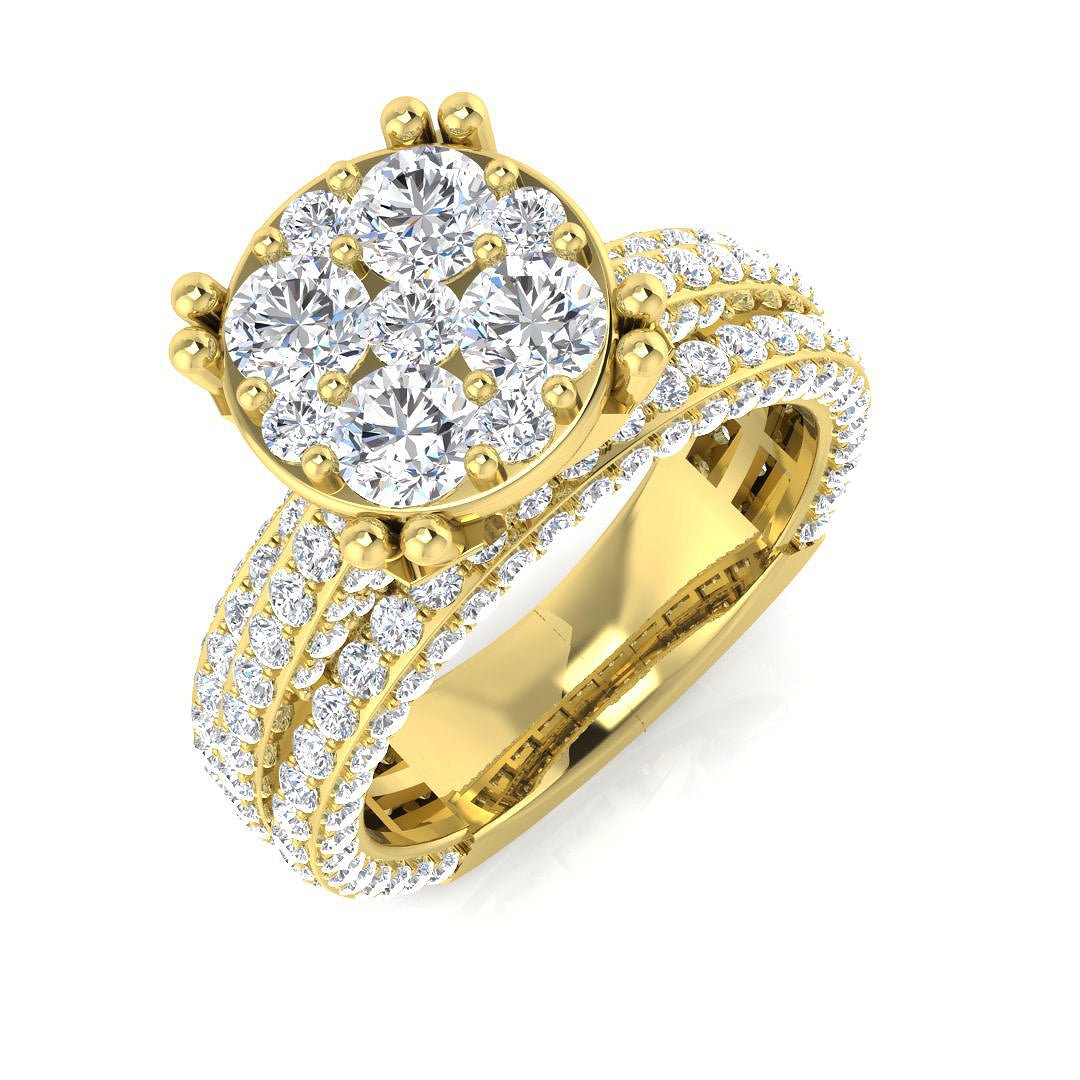 9ct Yellow Gold 2.67ct Lab Grown Diamond Cluster Solitaire Bridal Set - Samuel Perry