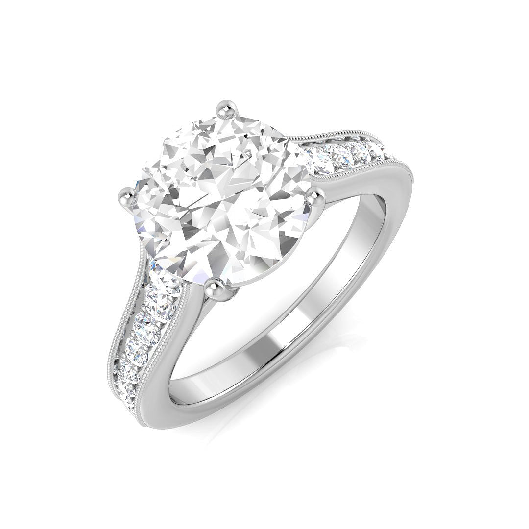9ct Yellow Gold 2.92ct Lab Grown Diamond Solitaire Shoulders Engagement Ring - Samuel Perry