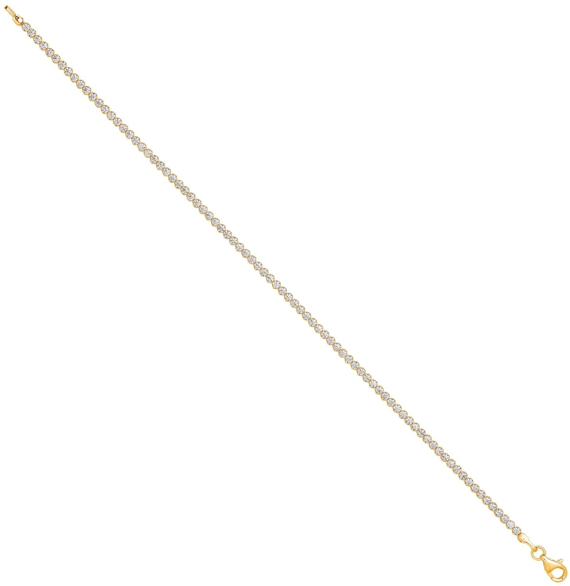 9ct Yellow Gold 2mm Rubover CZ Tennis Bracelet - Samuel Perry