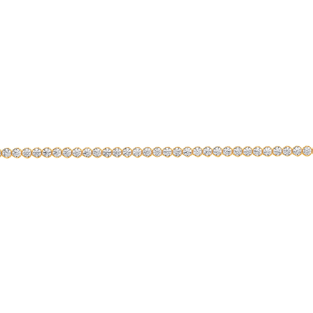 9ct Yellow Gold 2mm Rubover CZ Tennis Bracelet - Samuel Perry