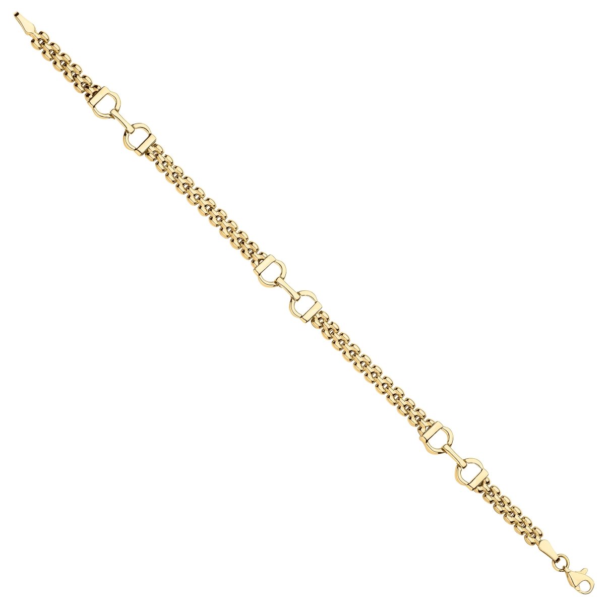 9ct Yellow Gold 3 Row Panther Bracelet - Samuel Perry