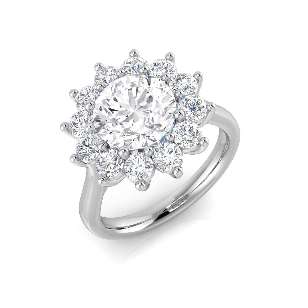 9ct Yellow Gold 3.54ct Lab Grown Diamond Solitaire Flower Engagement Ring - Samuel Perry