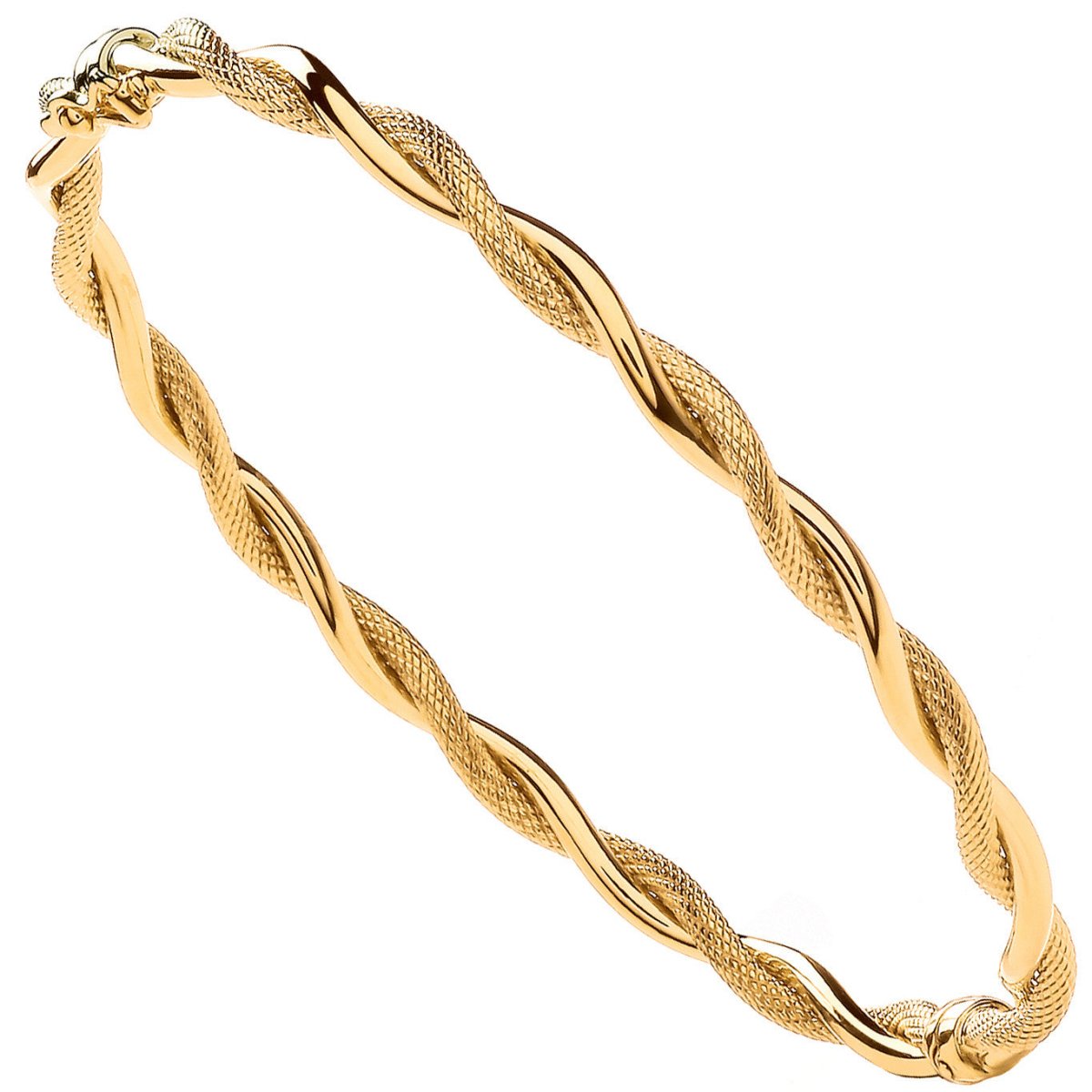 9ct Yellow Gold 4mm Twist Ladies Bangle – Classic Elegance - Samuel Perry