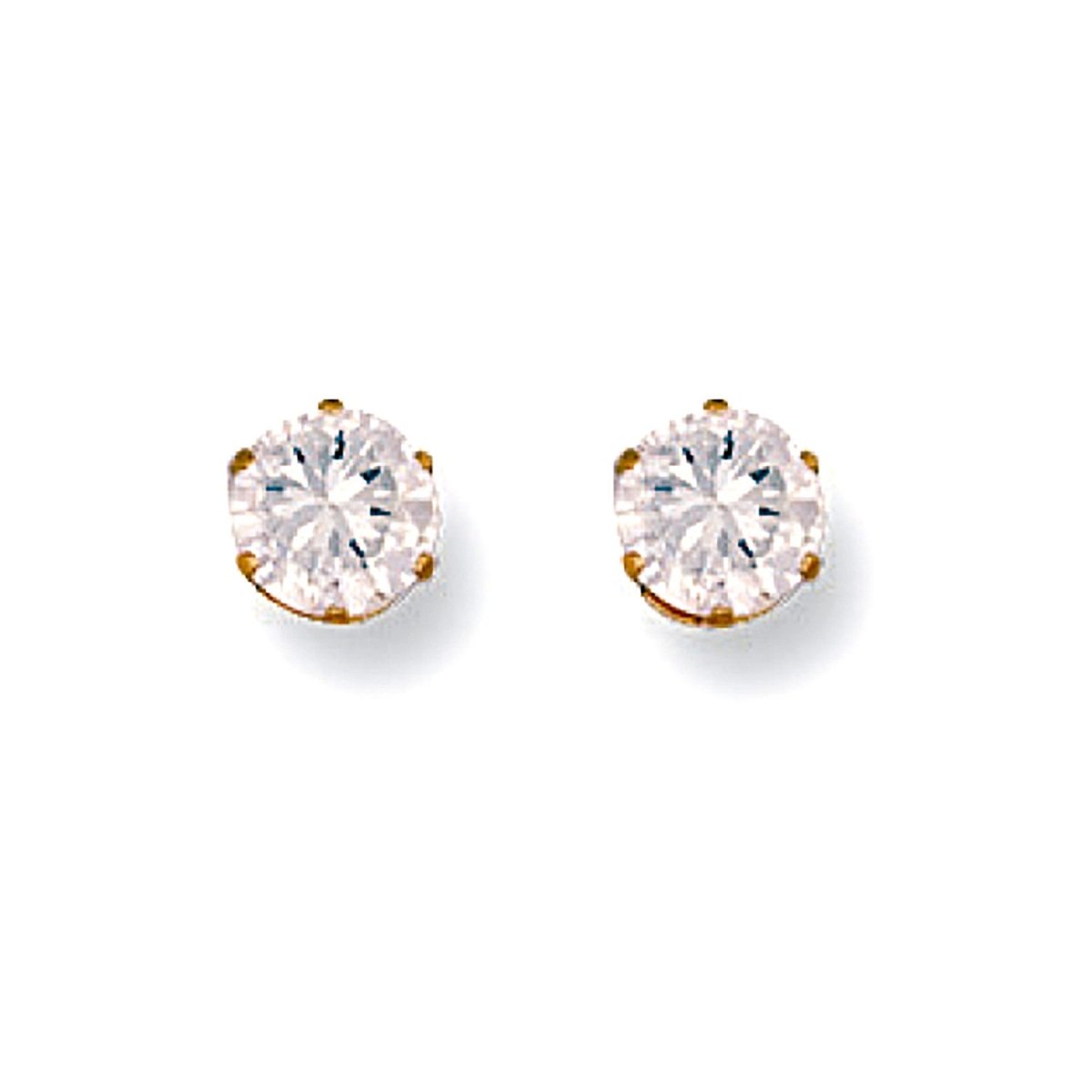 9ct Yellow Gold 5mm Claw Set CZ Stud Earrings - Samuel Perry