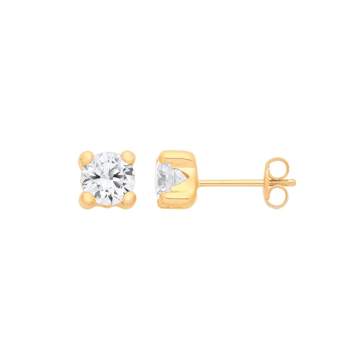 9ct Yellow Gold 5mm Round CZ Stud Earrings - Samuel Perry