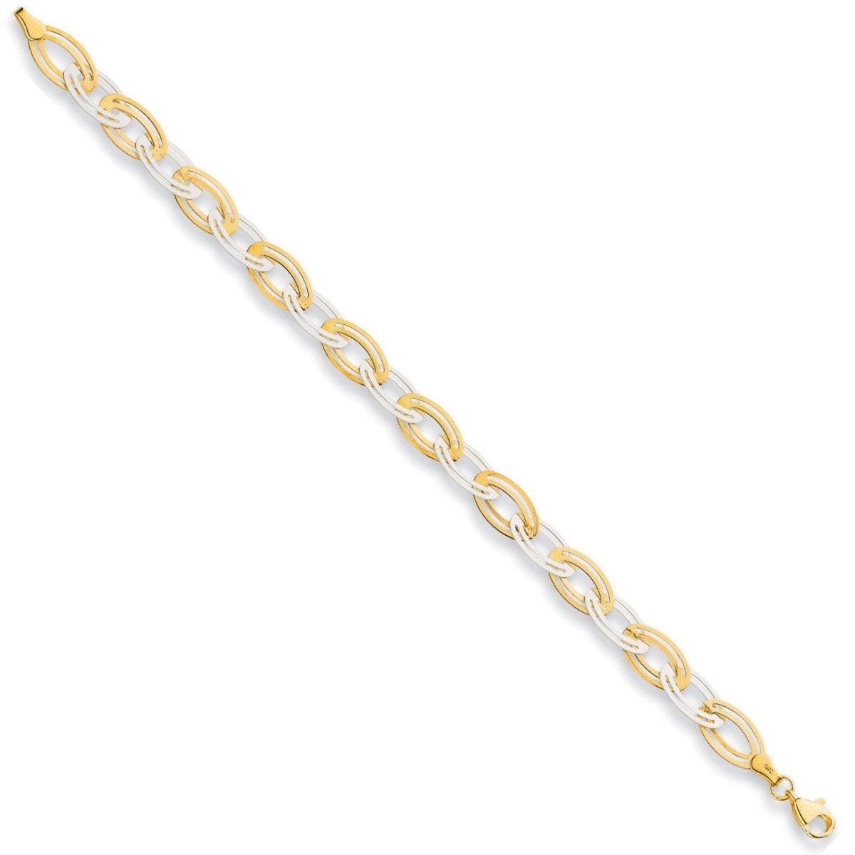 9ct Yellow Gold 8mm Fancy Oval Linked Bracelet - Samuel Perry
