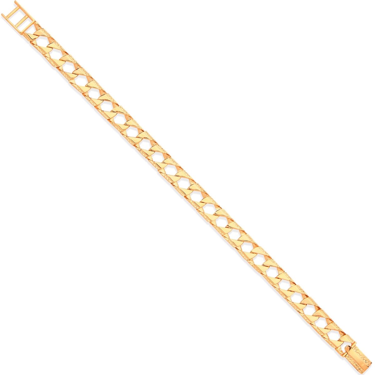 9ct Yellow Gold 9mm Grain Edge Bracelet - Samuel Perry