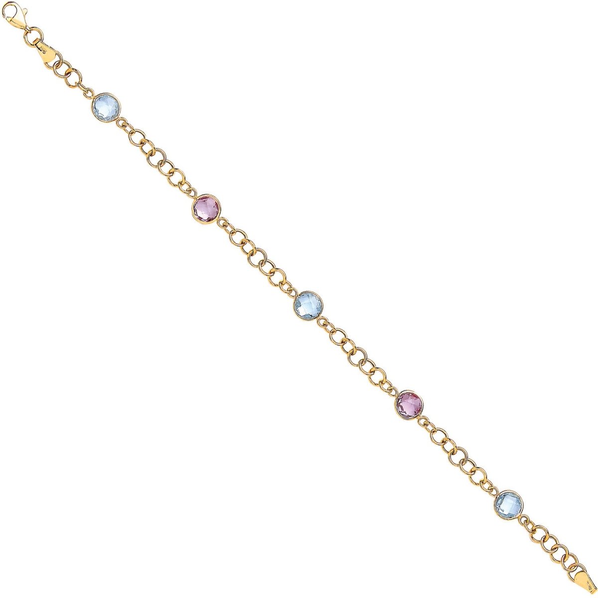 9ct Yellow Gold Amethyst & Blue Topaz Bracelet - Samuel Perry