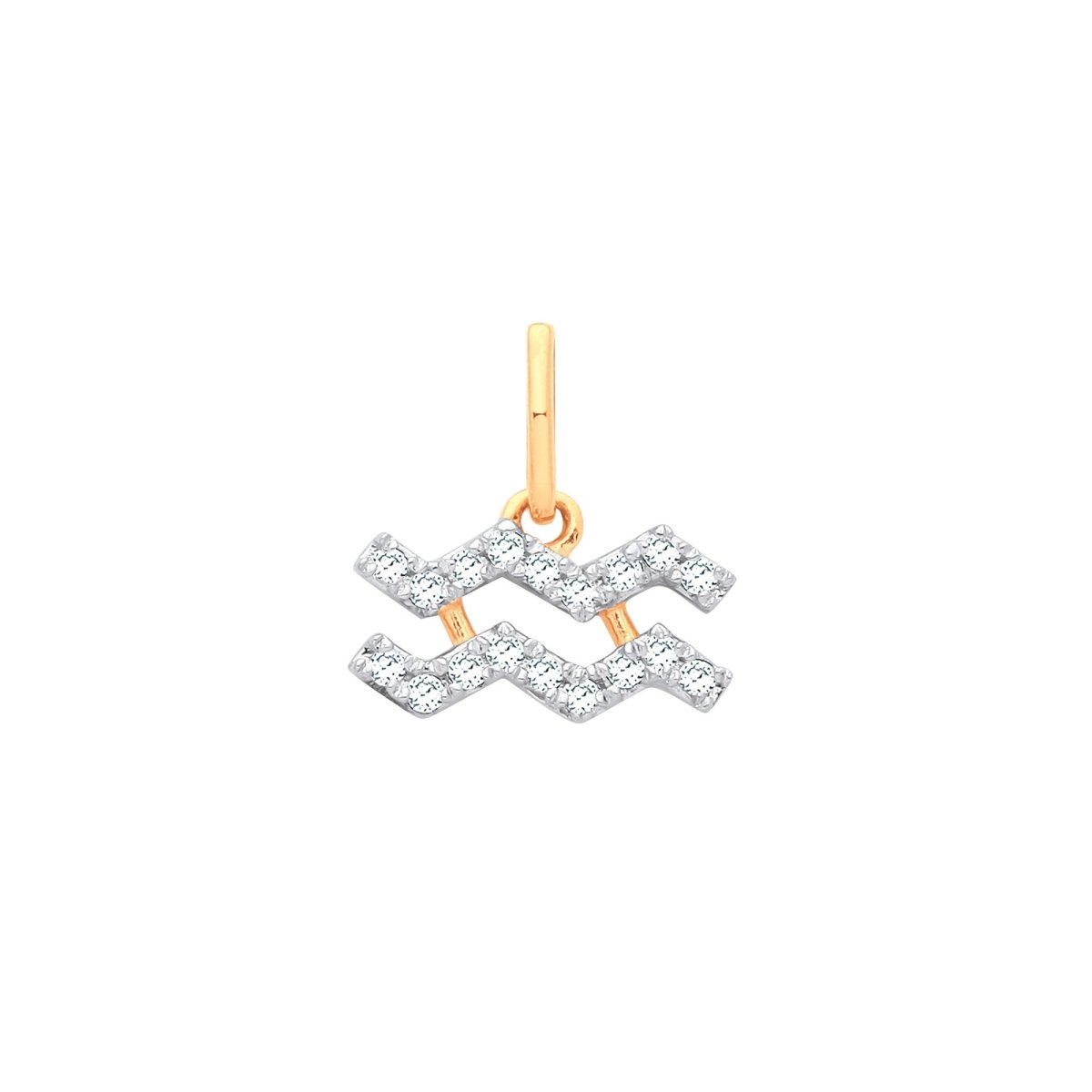 9ct Yellow Gold Aquarius Zodiac Pendant – 0.10ct Brilliant Cut - Samuel Perry