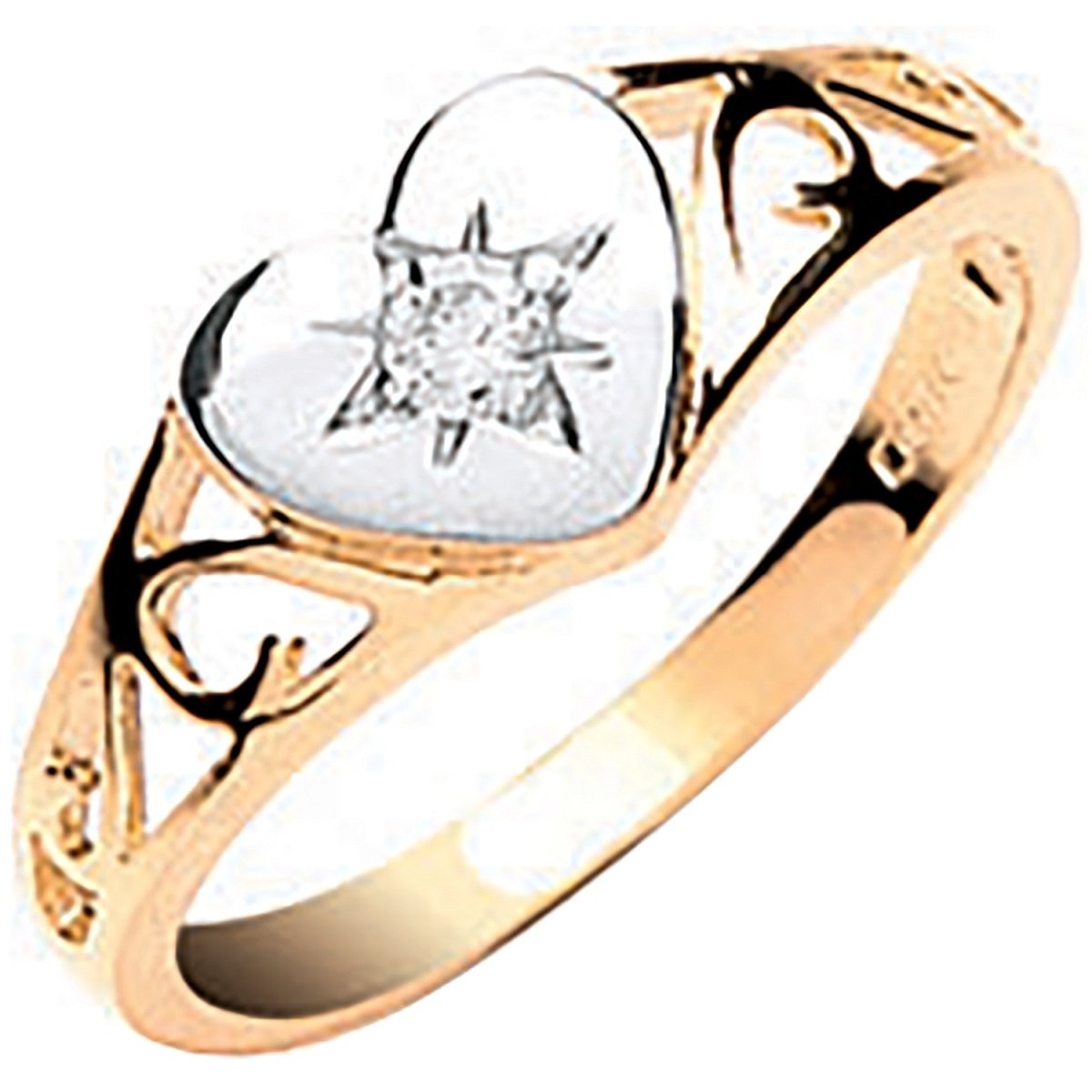 9ct Yellow Gold Baby CZ Heart Signet Ring – Delicate Charm - Samuel Perry