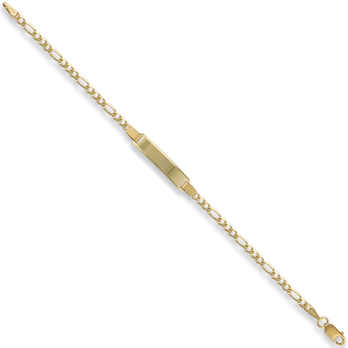 9ct Yellow Gold Baby & Ladies Figaro ID Bracelet – Engravable - Samuel Perry