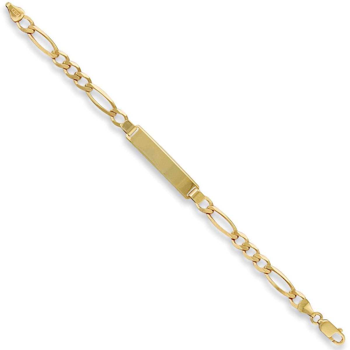 9ct Yellow Gold Baby/Ladies Figaro ID Bracelet - Samuel Perry