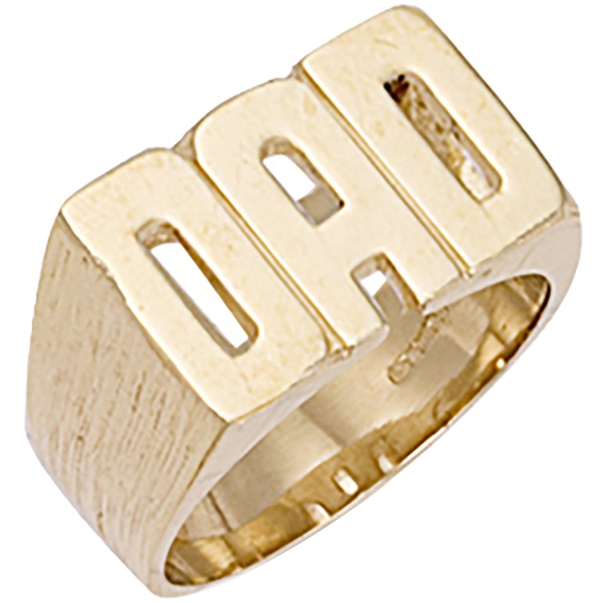 9ct Yellow Gold Barked Sides Dad Ring – Bold & Elegant Design - Samuel Perry