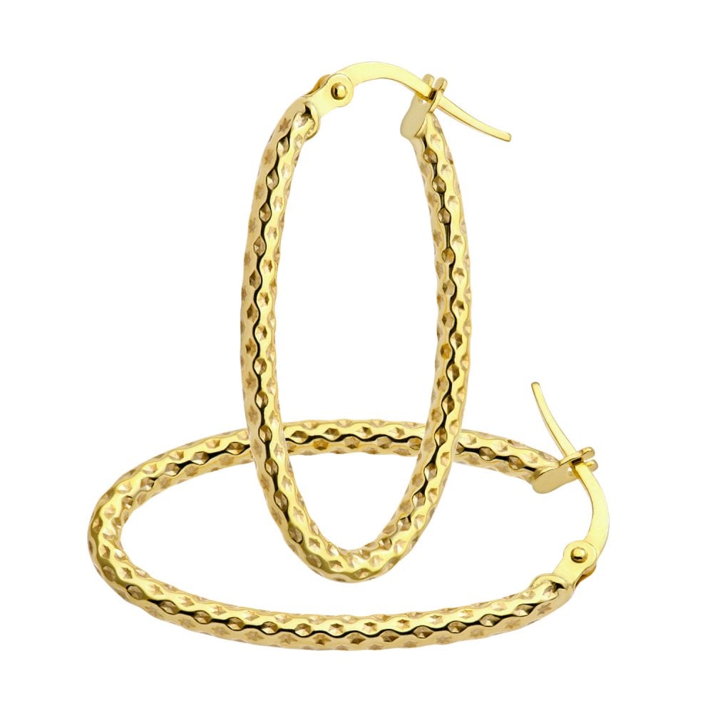 9ct Yellow Gold Beaded Hoop Earrings - Samuel Perry
