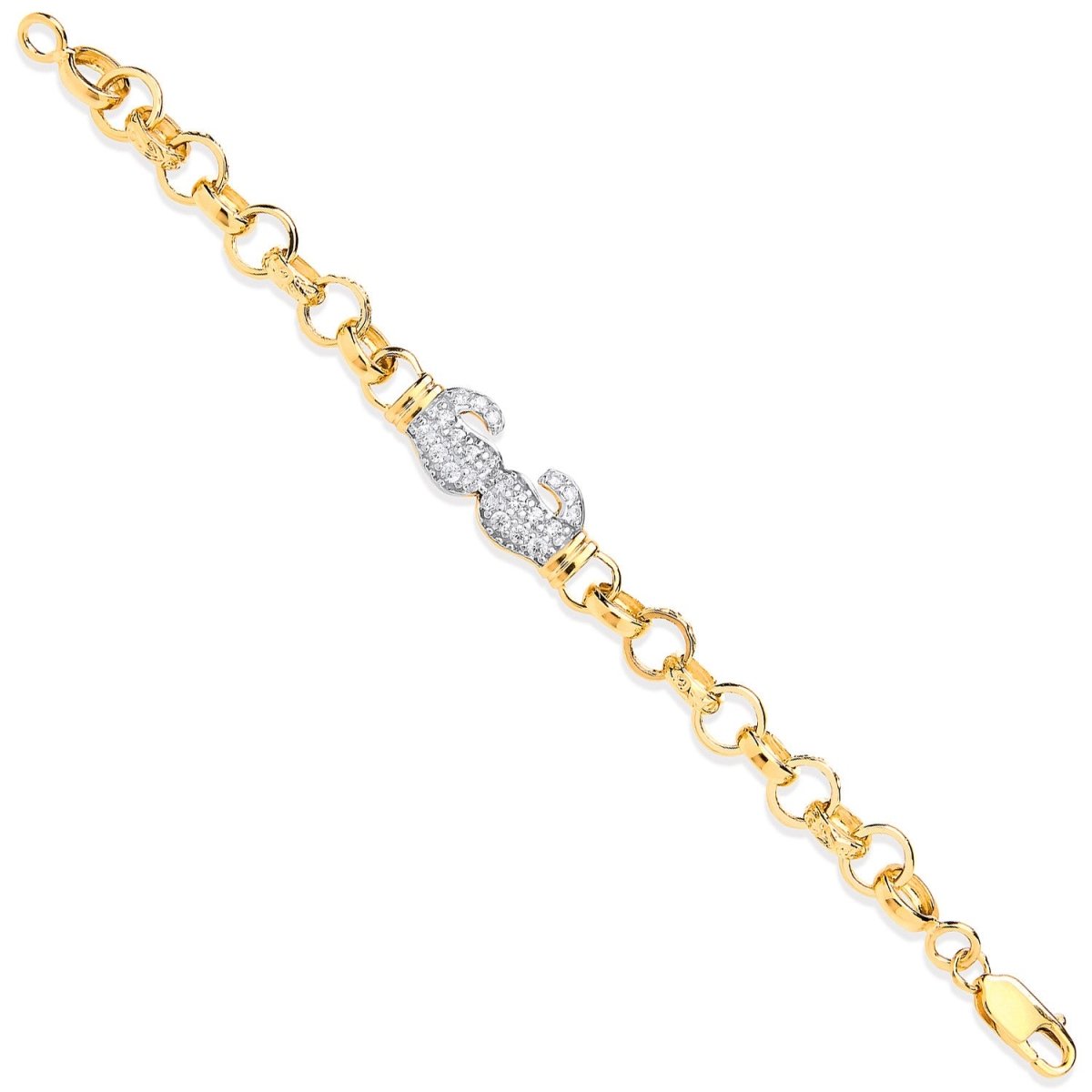 9ct Yellow Gold Belcher Boxing Gloves CZ Baby Bracelet - Samuel Perry