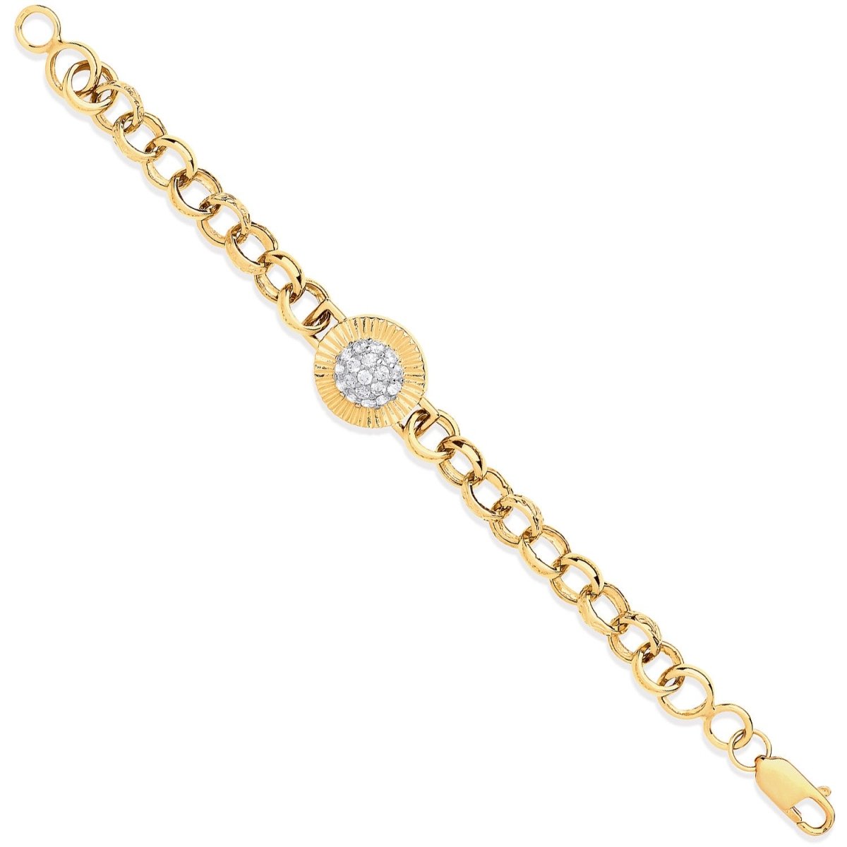 9ct Yellow Gold Belcher CZ Fancy Baby Bracelet - Samuel Perry