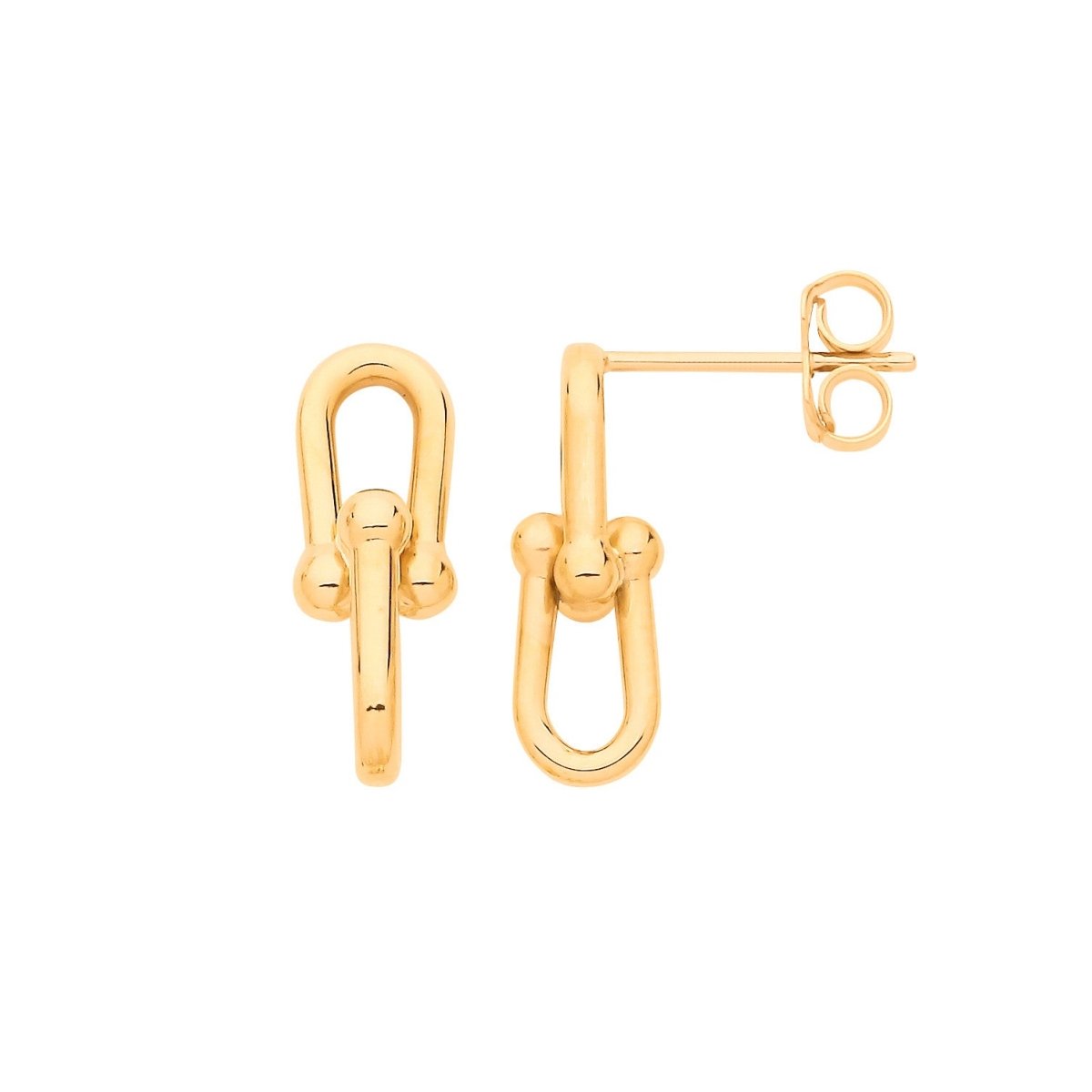 9ct Yellow Gold Bike Lock Stud Earrings – Bold & Contemporary - Samuel Perry