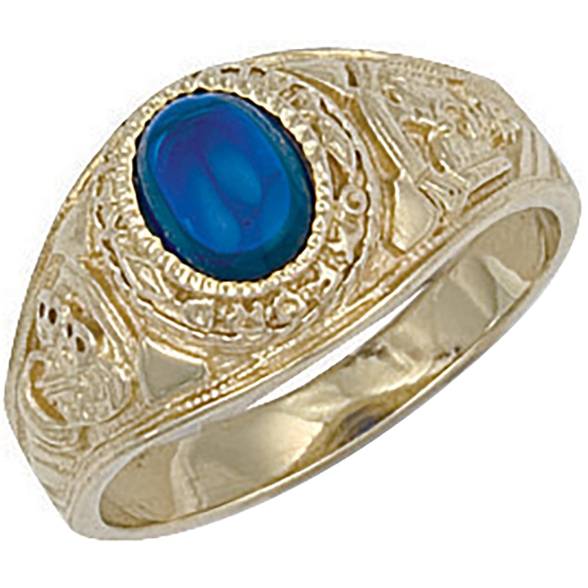 9ct Yellow Gold Blue Cabochon College Ring – Elegant and Timeless - Samuel Perry
