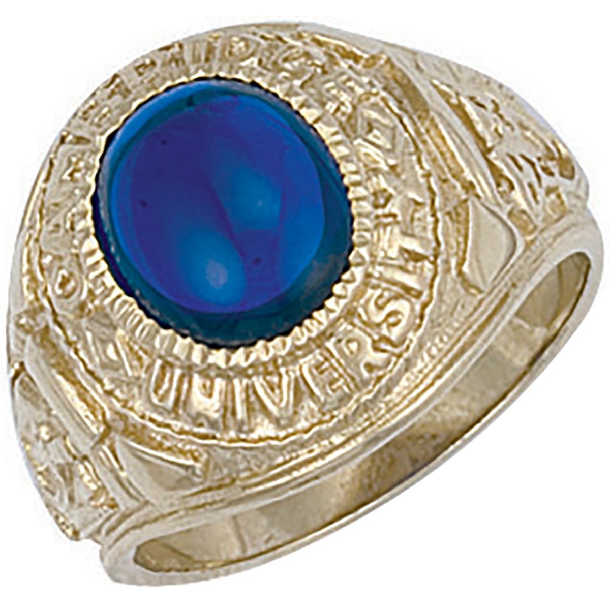 9ct Yellow Gold Blue Cabochon University/College Ring – Timeless Elegance - Samuel Perry